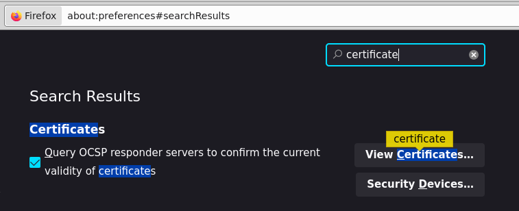 Certificates in Firefox